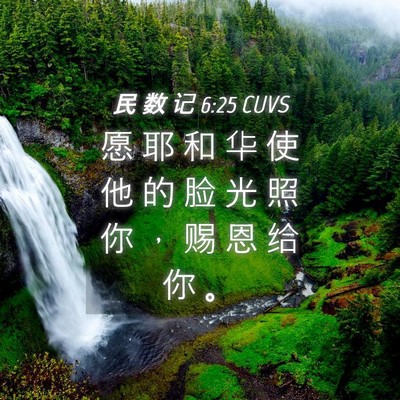 Picture 04 - 民 数 记 6:25 CUVS - 愿 耶 和 华 使 他 的 脸 光 照 你 ， - Bible Verse Picture