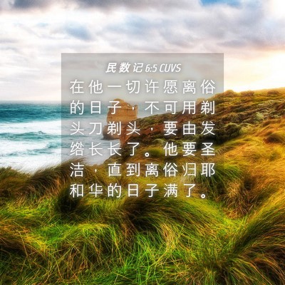 Picture 04 - 民 数 记 6:5 CUVS - 在 他 一 切 许 愿 离 俗 的 日 子 ， - Bible Verse Picture