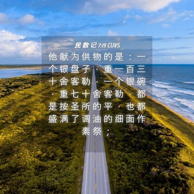 Picture 04 - 民 数 记 7:19 CUVS - 他 献 为 供 物 的 是 ： 一 个 银 盘 - Bible Verse Picture
