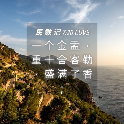Picture 04 - 民 数 记 7:20 CUVS - 一 个 金 盂 ， 重 十 舍 客 勒 ， 盛 - Bible Verse Picture