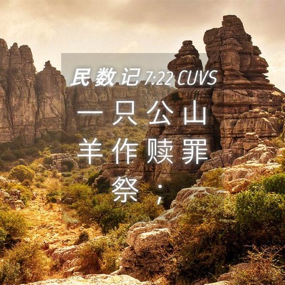 Picture 04 - 民 数 记 7:22 CUVS - 一 只 公 山 羊 作 赎 罪 祭 - Bible Verse Picture