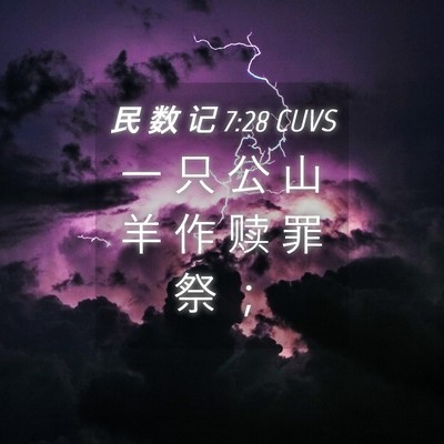 Picture 04 - 民 数 记 7:28 CUVS - 一 只 公 山 羊 作 赎 罪 祭 - Bible Verse Picture