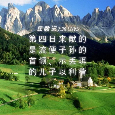 Picture 04 - 民 数 记 7:30 CUVS - 第 四 日 来 献 的 是 流 便 子 孙 的 - Bible Verse Picture