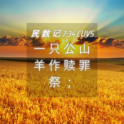 Picture 04 - 民 数 记 7:34 CUVS - 一 只 公 山 羊 作 赎 罪 祭 - Bible Verse Picture