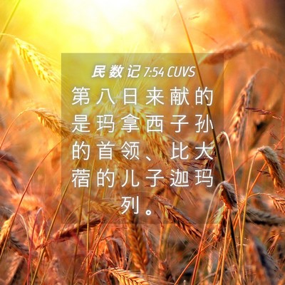 Picture 04 - 民 数 记 7:54 CUVS - 第 八 日 来 献 的 是 玛 拿 西 子 孙 - Bible Verse Picture