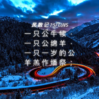 Picture 04 - 民 数 记 7:57 CUVS - 一 只 公 牛 犊 ， 一 只 公 绵 羊 ， - Bible Verse Picture