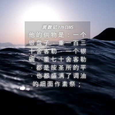 Picture 04 - 民 数 记 7:79 CUVS - 他 的 供 物 是 ： 一 个 银 盘 子 ， - Bible Verse Picture