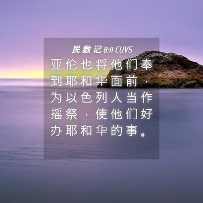 Picture 04 - 民 数 记 8:11 CUVS - 亚 伦 也 将 他 们 奉 到 耶 和 华 面 - Bible Verse Picture