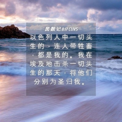 Picture 04 - 民 数 记 8:17 CUVS - 以 色 列 人 中 一 切 头 生 的 ， 连 - Bible Verse Picture