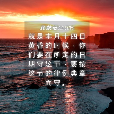 Picture 04 - 民 数 记 9:3 CUVS - 就 是 本 月 十 四 日 黄 昏 的 时 候 - Bible Verse Picture