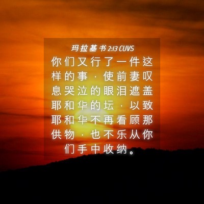 Picture 04 - 玛 拉 基 书 2:13 CUVS - 你 们 又 行 了 一 件 这 样 的 事 ， - Bible Verse Picture