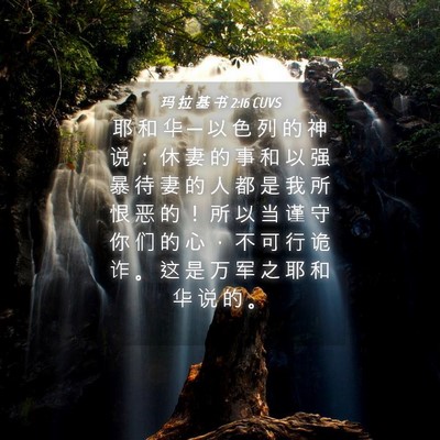Picture 04 - 玛 拉 基 书 2:16 CUVS - 耶 和 华 ─ 以 色 列 的 神 说 ： 休 - Bible Verse Picture