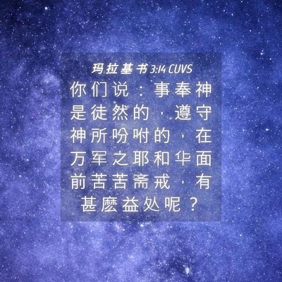 Picture 04 - 玛 拉 基 书 3:14 CUVS - 你 们 说 ： 事 奉 神 是 徒 然 的 ， - Bible Verse Picture