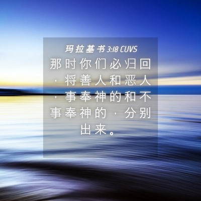 Picture 04 - 玛 拉 基 书 3:18 CUVS - 那 时 你 们 必 归 回 ， 将 善 人 和 - Bible Verse Picture