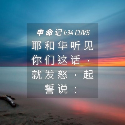 Picture 04 - 申 命 记 1:34 CUVS - 耶 和 华 听 见 你 们 这 话 ， 就 发 - Bible Verse Picture
