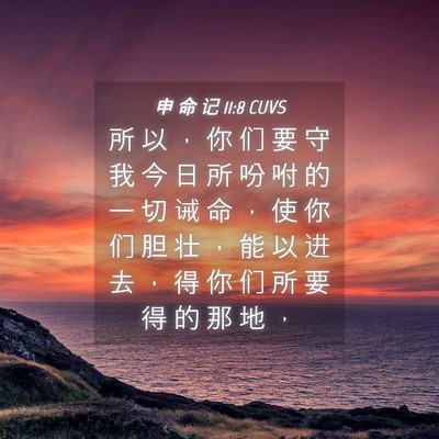 Picture 04 - 申 命 记 11:8 CUVS - 所 以 ， 你 们 要 守 我 今 日 所 吩 - Bible Verse Picture