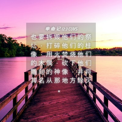 Picture 04 - 申 命 记 12:3 CUVS - 也 要 拆 毁 他 们 的 祭 坛 ， 打 碎 - Bible Verse Picture
