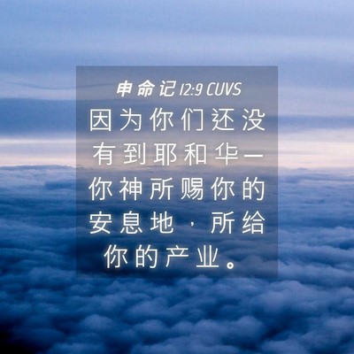 Picture 04 - 申 命 记 12:9 CUVS - 因 为 你 们 还 没 有 到 耶 和 华 ─ - Bible Verse Picture