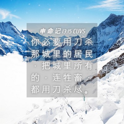 Picture 04 - 申 命 记 13:15 CUVS - 你 必 要 用 刀 杀 那 城 里 的 居 民 - Bible Verse Picture