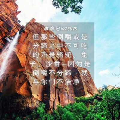 Picture 04 - 申 命 记 14:7 CUVS - 但 那 些 倒 嚼 或 是 分 蹄 之 中 不 - Bible Verse Picture