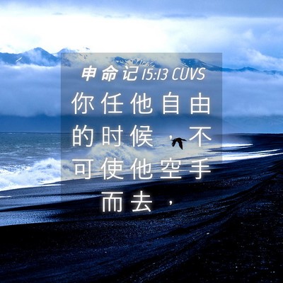 Picture 04 - 申 命 记 15:13 CUVS - 你 任 他 自 由 的 时 候 ， 不 可 使 - Bible Verse Picture