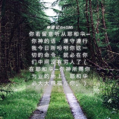 Picture 04 - 申 命 记 15:4 CUVS - 你 若 留 意 听 从 耶 和 华 ─ 你 神 - Bible Verse Picture