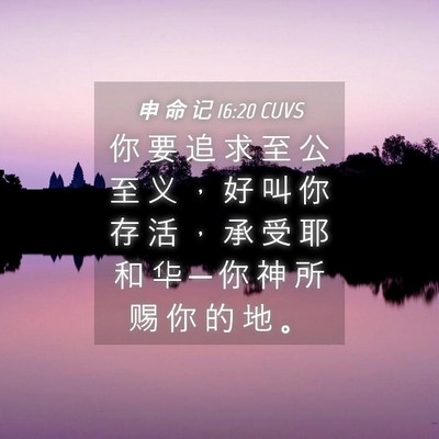 Picture 04 - 申 命 记 16:20 CUVS - 你 要 追 求 至 公 至 义 ， 好 叫 你 - Bible Verse Picture