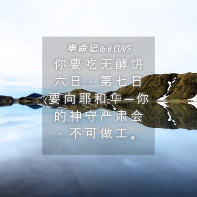Picture 04 - 申 命 记 16:8 CUVS - 你 要 吃 无 酵 饼 六 日 ， 第 七 日 - Bible Verse Picture