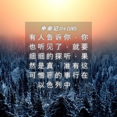 Picture 04 - 申 命 记 17:4 CUVS - 有 人 告 诉 你 ， 你 也 听 见 了 ， - Bible Verse Picture