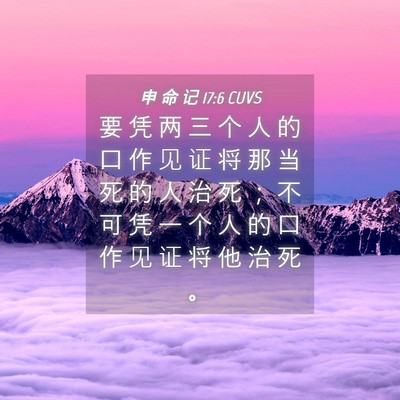 Picture 04 - 申 命 记 17:6 CUVS - 要 凭 两 三 个 人 的 口 作 见 证 将 - Bible Verse Picture