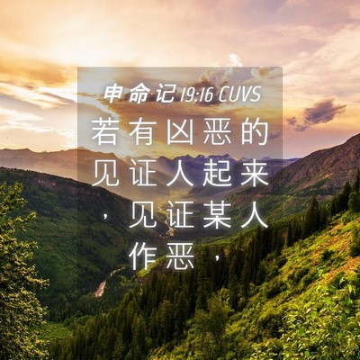 Picture 04 - 申 命 记 19:16 CUVS - 若 有 凶 恶 的 见 证 人 起 来 ， 见 - Bible Verse Picture