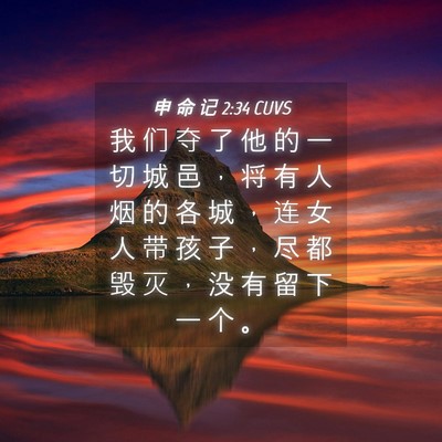 Picture 04 - 申 命 记 2:34 CUVS - 我 们 夺 了 他 的 一 切 城 邑 ， 将 - Bible Verse Picture
