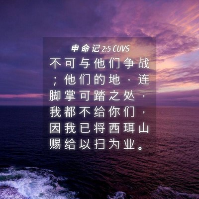 Picture 04 - 申 命 记 2:5 CUVS - 不 可 与 他 们 争 战 ； 他 们 的 地 - Bible Verse Picture