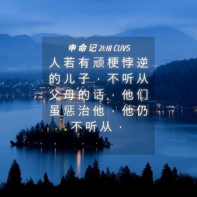 Picture 04 - 申 命 记 21:18 CUVS - 人 若 有 顽 梗 悖 逆 的 儿 子 ， 不 - Bible Verse Picture