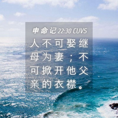 Picture 04 - 申 命 记 22:30 CUVS - 人 不 可 娶 继 母 为 妻 ； 不 可 掀 - Bible Verse Picture