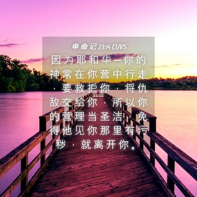 Picture 04 - 申 命 记 23:14 CUVS - 因 为 耶 和 华 ─ 你 的 神 常 在 你 - Bible Verse Picture