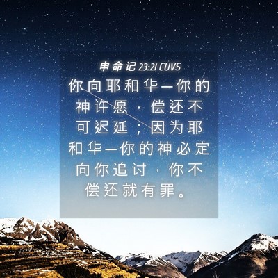 Picture 04 - 申 命 记 23:21 CUVS - 你 向 耶 和 华 ─ 你 的 神 许 愿 ， - Bible Verse Picture