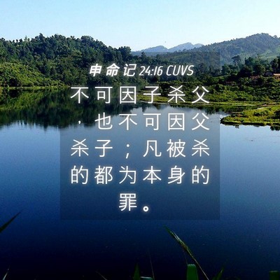 Picture 04 - 申 命 记 24:16 CUVS - 不 可 因 子 杀 父 ， 也 不 可 因 父 - Bible Verse Picture