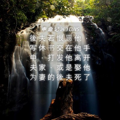Picture 04 - 申 命 记 24:3 CUVS - 後 夫 若 恨 恶 他 ， 写 休 书 交 在 - Bible Verse Picture