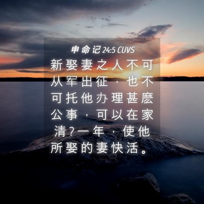 Picture 04 - 申 命 记 24:5 CUVS - 新 娶 妻 之 人 不 可 从 军 出 征 ， - Bible Verse Picture