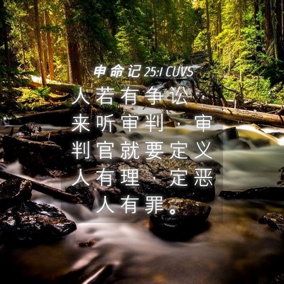 Picture 04 - 申 命 记 25:1 CUVS - 人 若 有 争 讼 ， 来 听 审 判 ， 审 - Bible Verse Picture