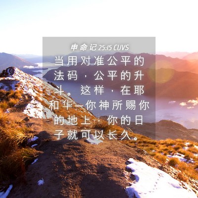 Picture 04 - 申 命 记 25:15 CUVS - 当 用 对 准 公 平 的 法 码 ， 公 平 - Bible Verse Picture
