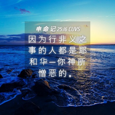 Picture 04 - 申 命 记 25:16 CUVS - 因 为 行 非 义 之 事 的 人 都 是 耶 - Bible Verse Picture