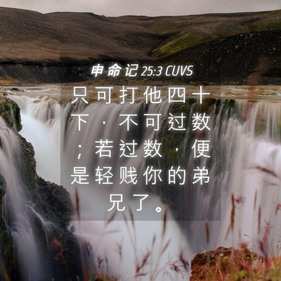 Picture 04 - 申 命 记 25:3 CUVS - 只 可 打 他 四 十 下 ， 不 可 过 数 - Bible Verse Picture