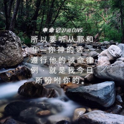 Picture 04 - 申 命 记 27:10 CUVS - 所 以 要 听 从 耶 和 华 ─ 你 神 的 - Bible Verse Picture