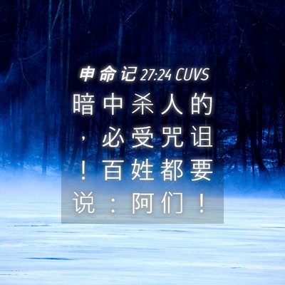 Picture 04 - 申 命 记 27:24 CUVS - 暗 中 杀 人 的 ， 必 受 咒 诅 ！ 百 - Bible Verse Picture