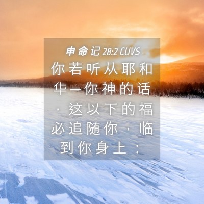 Picture 04 - 申 命 记 28:2 CUVS - 你 若 听 从 耶 和 华 ─ 你 神 的 话 - Bible Verse Picture