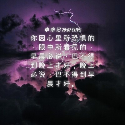Picture 04 - 申 命 记 28:67 CUVS - 你 因 心 里 所 恐 惧 的 ， 眼 中 所 - Bible Verse Picture