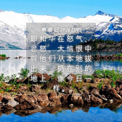 Picture 04 - 申 命 记 29:28 CUVS - 耶 和 华 在 怒 气 、 忿 怒 、 大 恼 - Bible Verse Picture