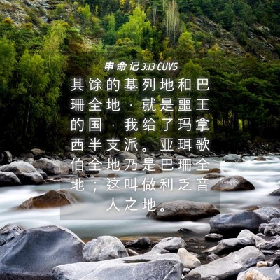 Picture 04 - 申 命 记 3:13 CUVS - 其 馀 的 基 列 地 和 巴 珊 全 地 ， - Bible Verse Picture